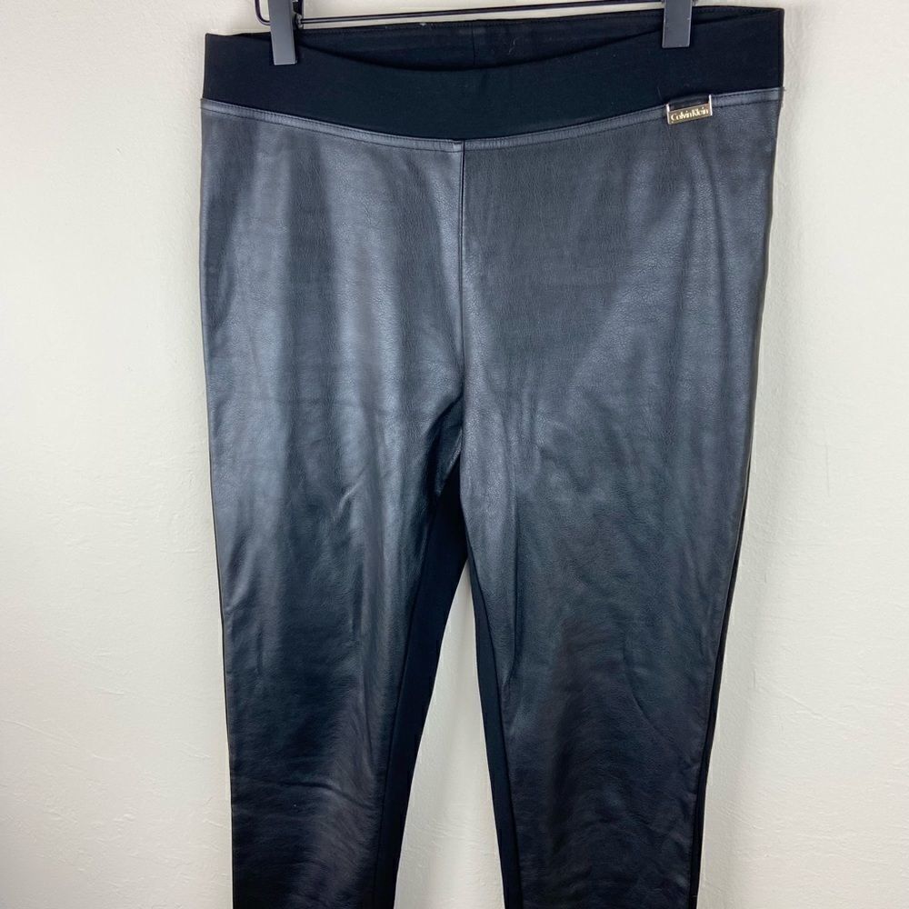 Calvin Klein Faux Leather Front Legging Pants - Picture 3 of 8